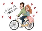 Valentijnskaart Verliefd stel op fiets
